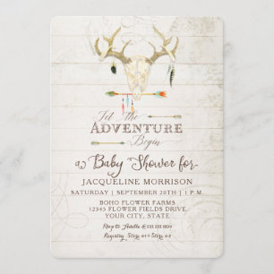Adventure Boy Baby Shower Teepee Wood Arrows Deer Einladung