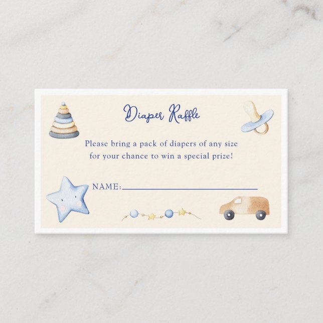 Adventure Boy Baby Toy Baby Dusche Windeln Raffel Begleitkarte (Vorderseite)