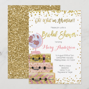 Adventure Bridal Shower Einladung Gold Glitzer