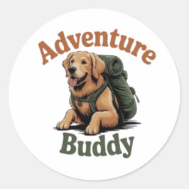 Adventure Buddy Golden Retriever Hiking Dog Sticke Runder Aufkleber