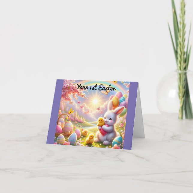 Adventure Bunny 1. Osterurlaub Card Feiertagskarte (Vorderseite)