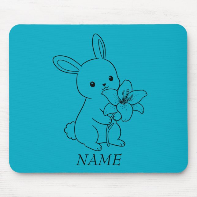 Adventure Bunny mit Blume , Niedlich und spieleris Mousepad (Vorne)