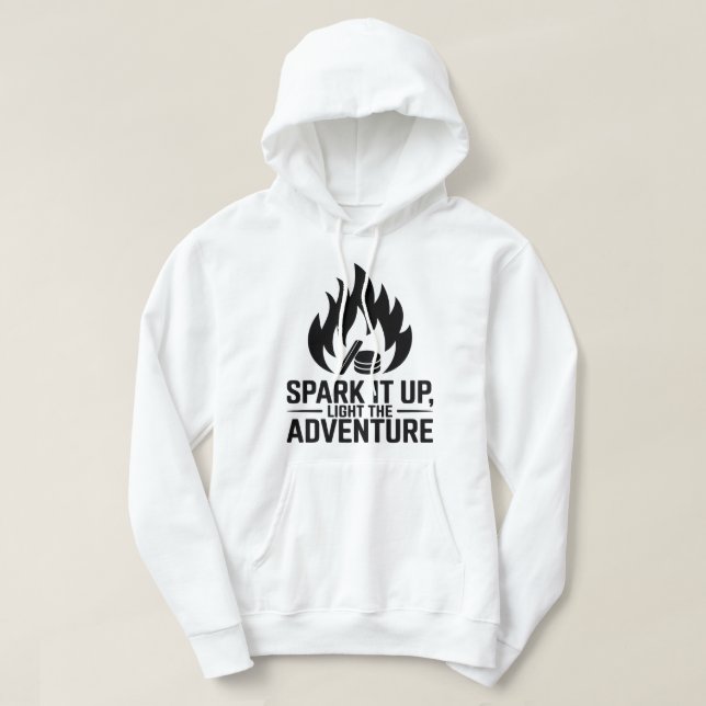 Adventure Campfire Firewood Flame Außenbereich Gra Hoodie (Design vorne)
