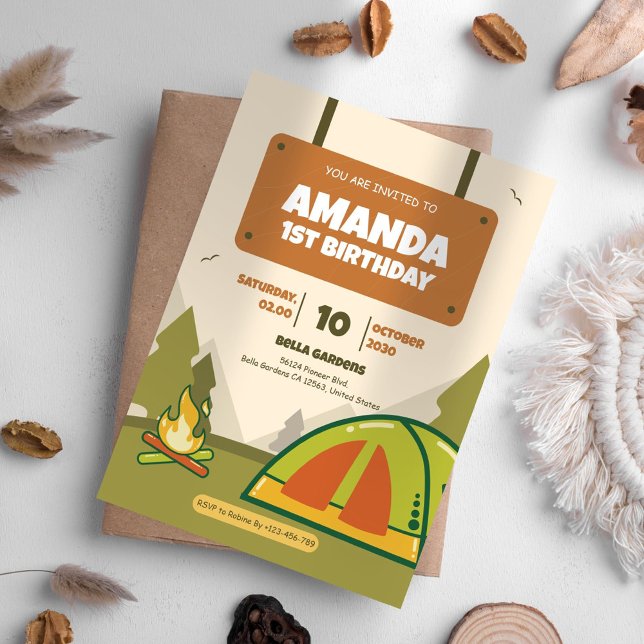 Adventure Camping Geburtstagseinladung Einladung (Von Creator hochgeladen)