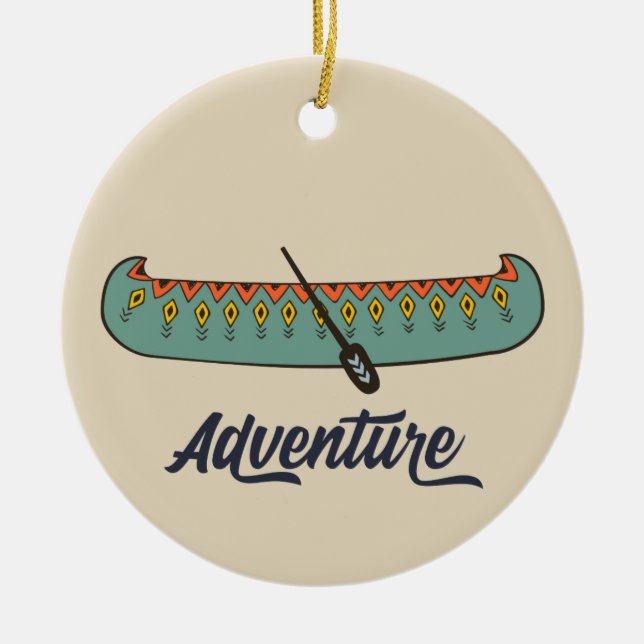 Adventure Canoe Keramik Ornament (Vorne)