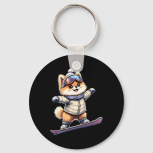 Adventure Corgi Snowboarden Winterabenteuer Schlüsselanhänger