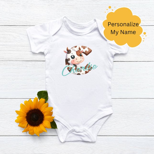 Adventure Cow Letter C Baby Outfit mit Individuell Baby Strampler (Von Creator hochgeladen)