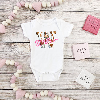 Adventure Cow Letter W Baby Outfit mit Individuell Strampler