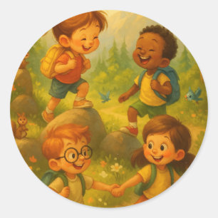 Adventure Crew - Rundwandersticker für Kinder Runder Aufkleber