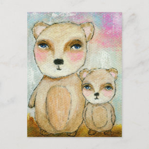 Adventure Day Whimsical Woodland Bears Art Postkarte