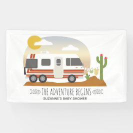 Adventure Desert Motorhome Neutral Baby Dusche Banner