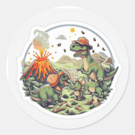 Adventure Dinosaurier Runder Aufkleber