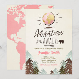 Adventure erwartet Baby Dusche laden Vintag Girl e Einladung