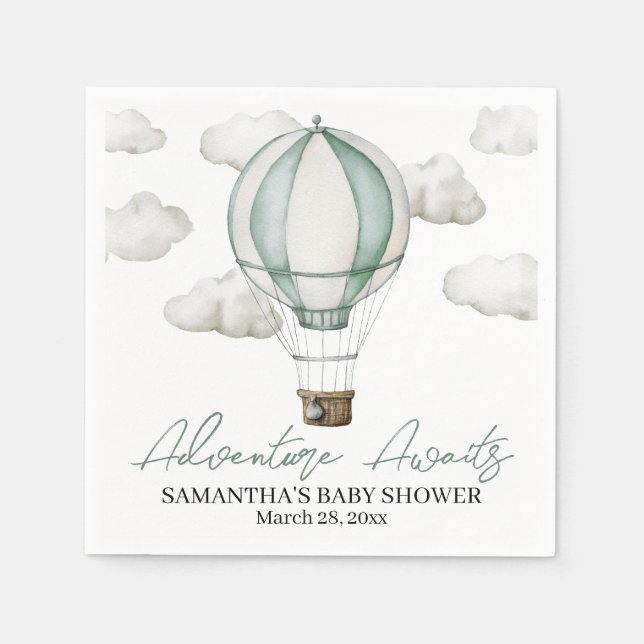 Adventure erwartet Baby Shower Paper Napkin Serviette (Vorderseite)