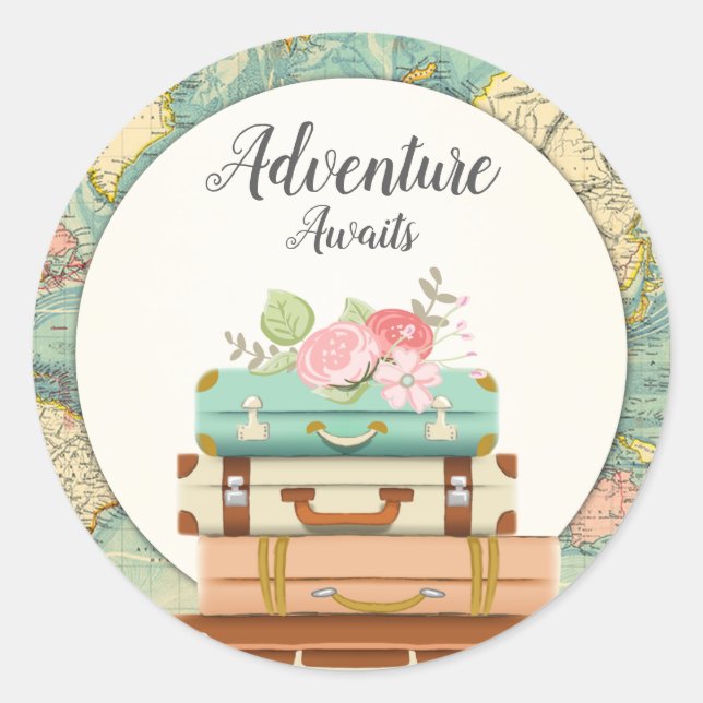 Adventure erwartet Baby Shower Sticker Umschlag Au (Vorderseite)