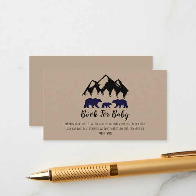 Adventure erwartet Bears Kraft Baby Book Request Begleitkarte (Vorderseite/Rückseite Beispiel)