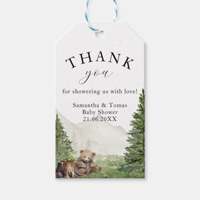 Adventure erwartet neutrale Baby-Dusche für Gender Geschenkanhänger (Vorderseite)