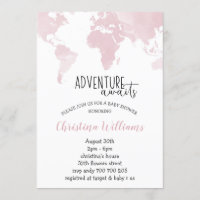 Adventure erwartet Pink World Map Girl Baby Shower