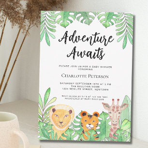 Adventure erwartet Safari Animals Baby Shower Einladung