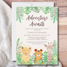 Adventure erwartet Safari Animals Baby Shower