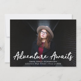 Adventure erwartet Script Lila Foto Abschluss Ankündigung