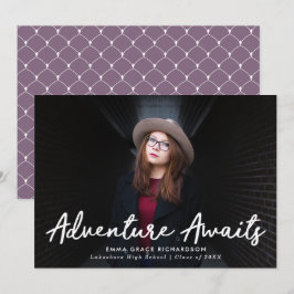 Adventure erwartet Script Lila Foto Abschluss Ankündigung