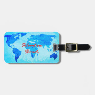 Adventure erwartet World Map Aquamarin Blue Gabe G Gepäckanhänger
