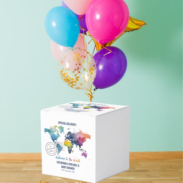 Adventure erwartet World Map Travel Baby Shower Geschenkschachtel (Von Creator hochgeladen)