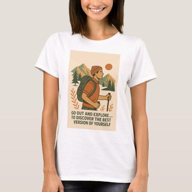 Adventure Exploration Zitat Vintages Wandern T-Shirt (Vorderseite)