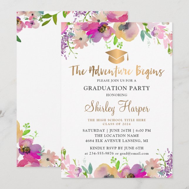 Adventure fängt Gold Script Abschluss an Einladung (Vorne/Hinten)