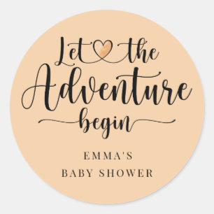 Adventure fängt Pink Heart Baby Shower an Runder Aufkleber