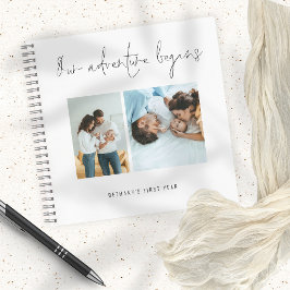 Adventure fängt Script Baby First Year 2 Fotos an Notizbuch