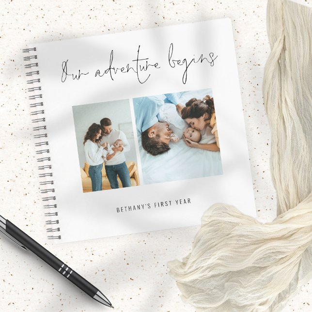 Adventure fängt Script Baby First Year 2 Fotos an Notizbuch (Von Creator hochgeladen)