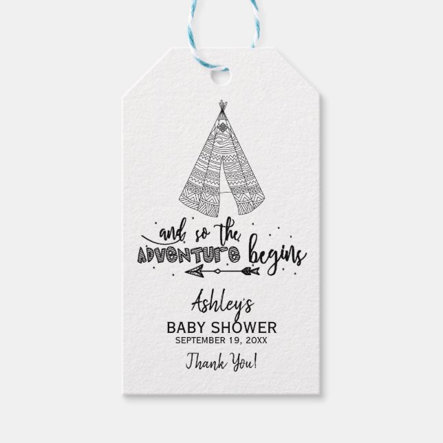 Adventure fängt Teepee Baby Shower Favor Geschenk  Geschenkanhänger (Vorderseite)