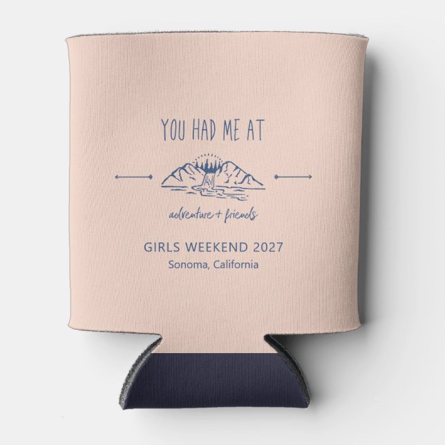 Adventure + Friends Girls Weekend - ganz nach Maß Dosenkühler (Vorderseite)