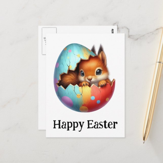 Adventure Funny Niedlich Easter Baby Eichhörnchen Postkarte (Vorderseite/Rückseite Beispiel)