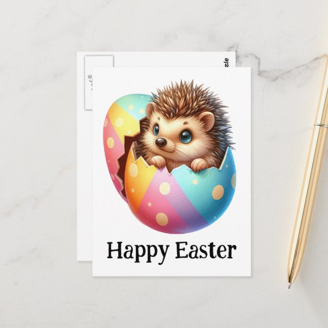 Adventure Funny Niedlich Easter Baby Igel Postkarte (Vorderseite/Rückseite Beispiel)