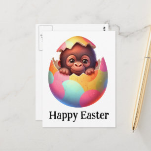 Adventure Funny Niedlich Easter Baby Primat Postkarte