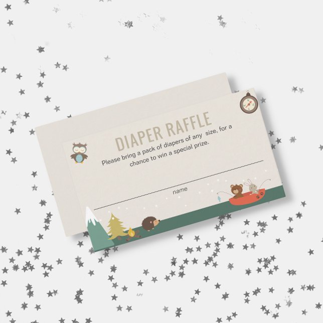 Adventure Gender Neutral Diaper Raffle Baby Dusche Begleitkarte (Von Creator hochgeladen)