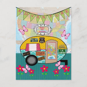 Adventure Happy Camper RV Retro Postkarte