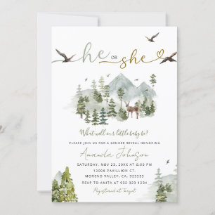 Adventure He or she Gender Reveal Forest Einladung