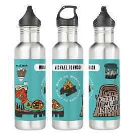 Adventure Hiking Exploring Stickers Water Bottle Edelstahlflasche