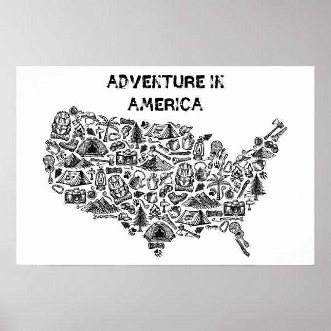 Adventure in America Map Symbols Poster (Vorne)