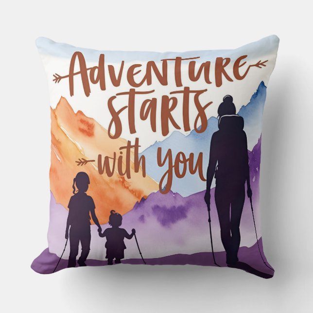 "Adventure Mama & Kids - Hiking Bond Art" Kissen (Vorderseite)