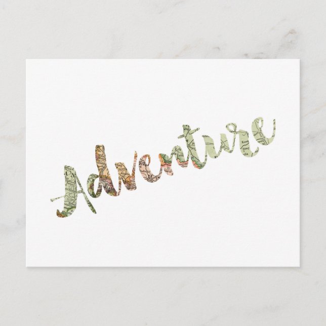 Adventure Map Typografie Postkarte (Vorderseite)