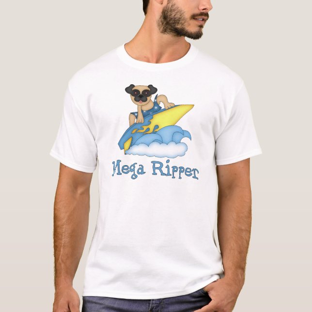 Adventure Mega Ripper Mops Surfer T-Shirts, Gesche T-Shirt (Vorderseite)