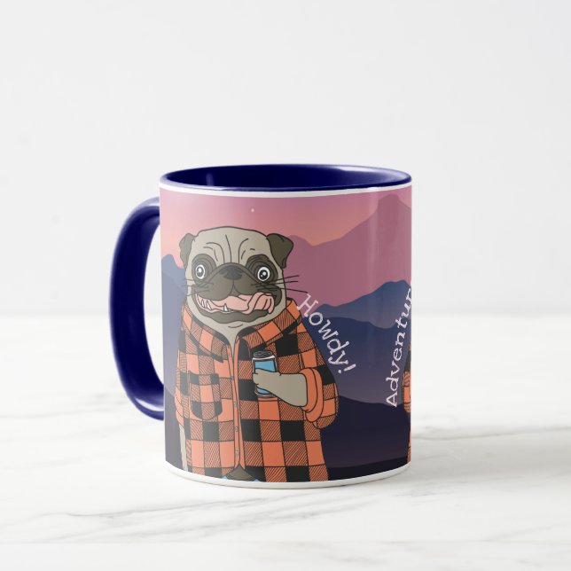 Adventure Mops Tasse (Vorderseite Links)