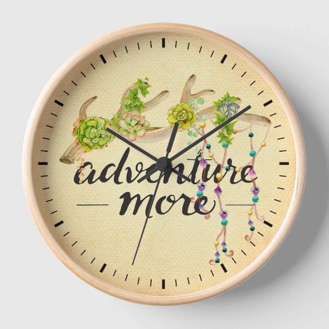 Adventure More Boho Antler Wanduhr (Vorderseite)