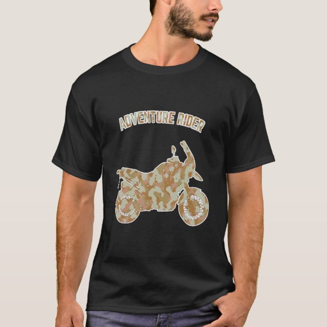 Adventure Motorcycle Biker Off Road Rider Camoufla T-Shirt (Vorderseite)