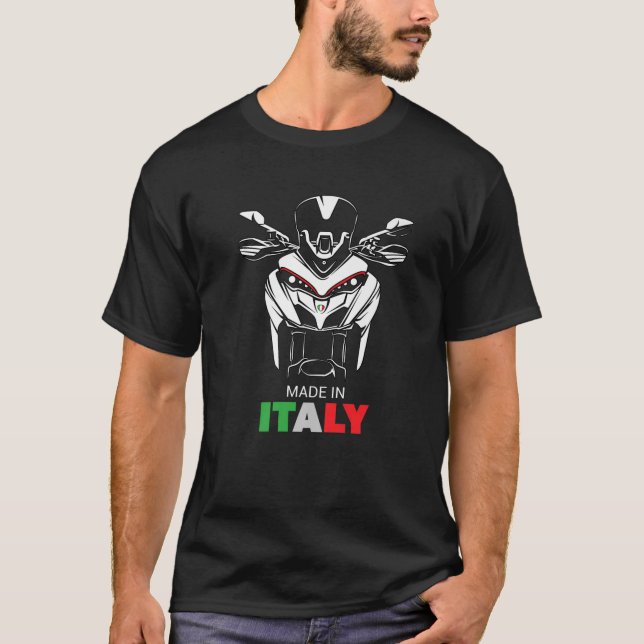 Adventure Motorrad Rider Italienische Fahne Straße T-Shirt (Vorderseite)